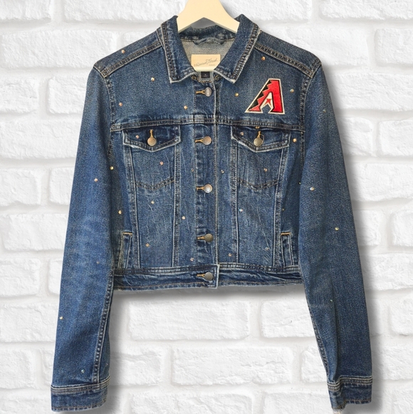 Arizona Diamondbacks Crop Rhinestone Denim Jacket - Picture 3 of 8